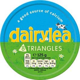A circular pack of 8 Dairylea brand Cheese Triangle Portions