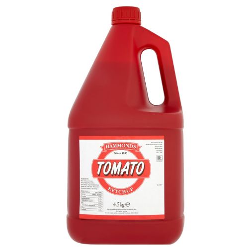 A 4.5 kilogram bottle of Hammonds brand Tomato Ketchup