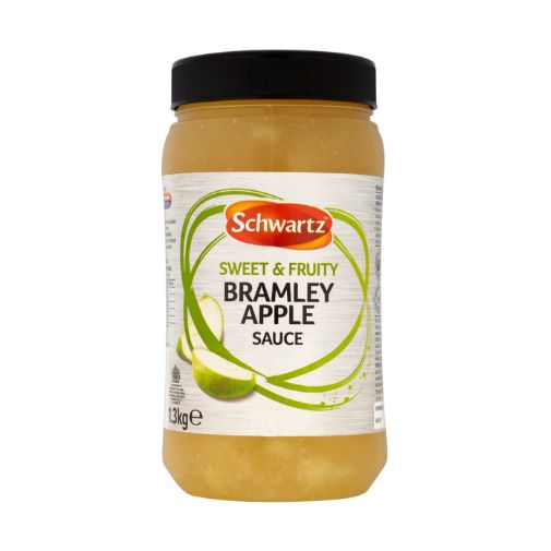 A 1.3 kilogram jar of Schwartz brand Bramley Apple Sauce