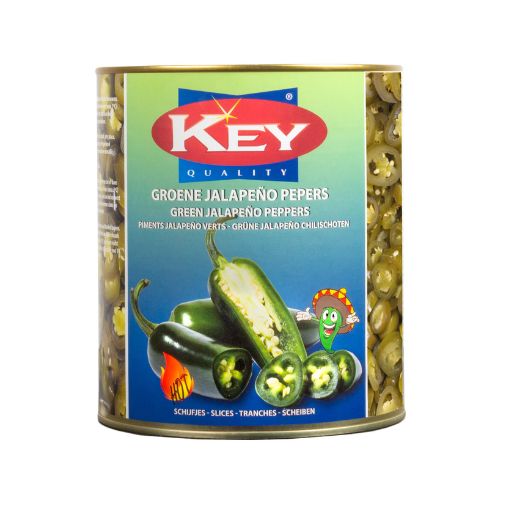 A 2.95 kilogram can of Key brand Sliced Jalapenos