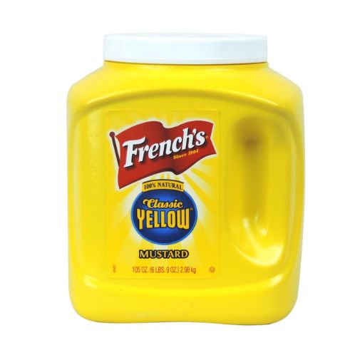 A 2.98 kilogram tub of French's brand Classic Yellow Mustard