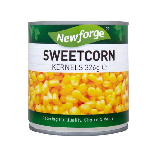 A 326 gram can of Newforge brand Sweetcorn