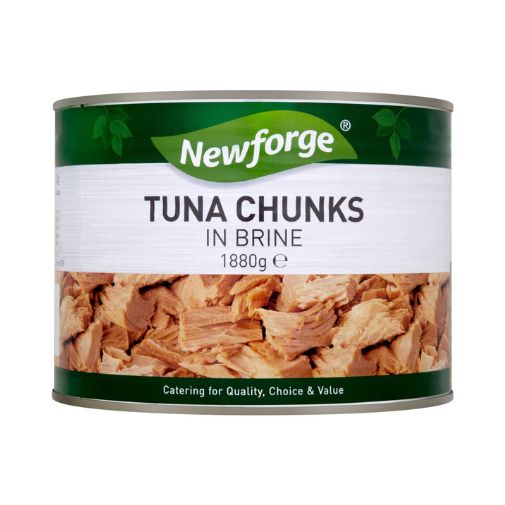 An 1880 gram can of Newforge brand Tuna Chunks in Brine